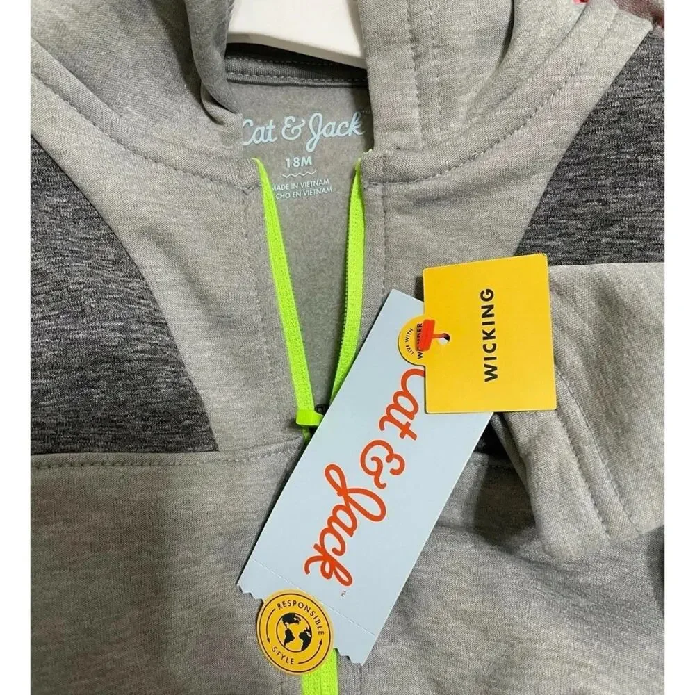 Cat&Jack Jacket Toddler Kids Boy Fleece Casual Lightweight Sweatshirt Hooded 18m